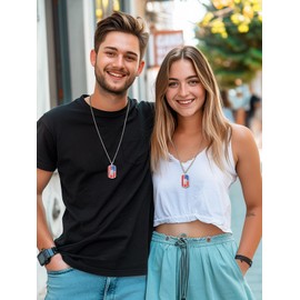 Supcare American Flag Necklace Christian Jewelry for Men Dogtags Necklaces for Men Patriotic Necklace