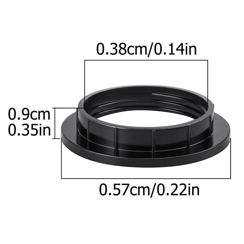 6 Pack Black Lampshade Reducer Ring, E27 Lamp Shade Adaptor