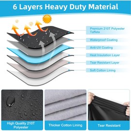 Motorcycle Cover Waterproof for Cruiser Models/Softail Standard/Iron 883/Heritage Classic 114/Fat Boy 114, All Weather Sun Rain Outdoor Protection Motorbike Cover with Soft Cotton Lining & Storage Bag