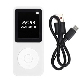 MP3 Player Bluetooth 5.0 1.77in LCD Screen Built in HD Speaker Portable HiFi Music Player with FM Radio Recorder Alarm Clock White No Memory Card