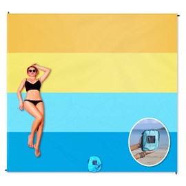 BINDLE Eco-Beach Blanket 10'x9' Extra Large, Recycled Lightweight Material, Sand Free Water Resistant Sandproof, Oversized Portable Picnic Mat for Outdoors Camping Travel, Beach Vibes