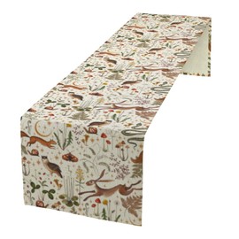 ShiTingYu Mushroom Table Runner,Fairy Rustic Forest Country Woodland Wild Animals Butterfly Set Hunting Table Runner, Farmhouse Rustic Cabin Lodge Table Runner 13X36Inch