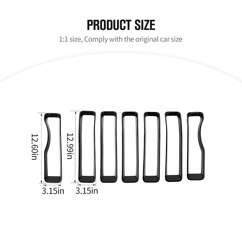 JeCar Front Grill Inserts & Headlight Cover Kit Compatible with