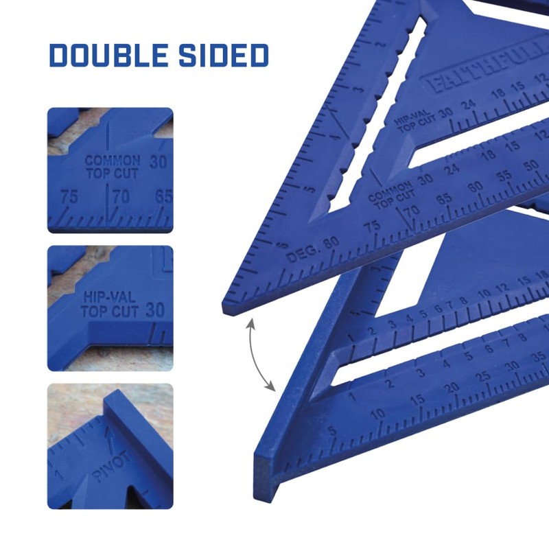 Faithfull Plastic Quick Square - 7in Imperial Triangle Measuring Ruler