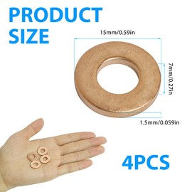 Pack of 4 Copper Injector Gasket, Sealing Ring, Injector Holder Made of Copper Compatible with Clio Kangoo Space Laguna Megane Master Thalia Logan 1.5 1.9 2.0 2.2 2.5 DCI OEM: 7703062072