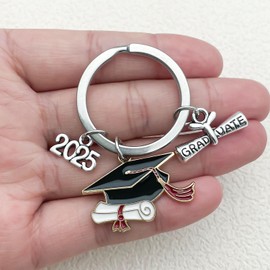 mkookm 5PCS Graduation Keychain 2025 Bulk Pack - Set of 5 Senior Keychains Graduation Keepsake Gifts for College Graduate Masters, Party Favors Gifts for Him Her Friends Students in Class of 2025