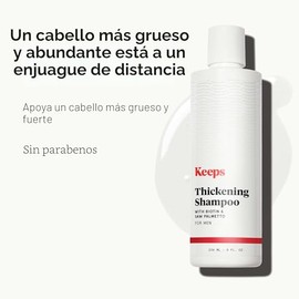 Champú Keeps para la pérdida de cabello en hombres con biotina - Champú anticaspa y para el crecimiento del cabello para hombres - Bloqueador de DHT c