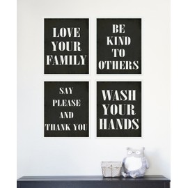 Good Manners Collection, Black and White, Set of 4 8x10 Prints, Vintage Art Prints, Nursery Decor, Family Art