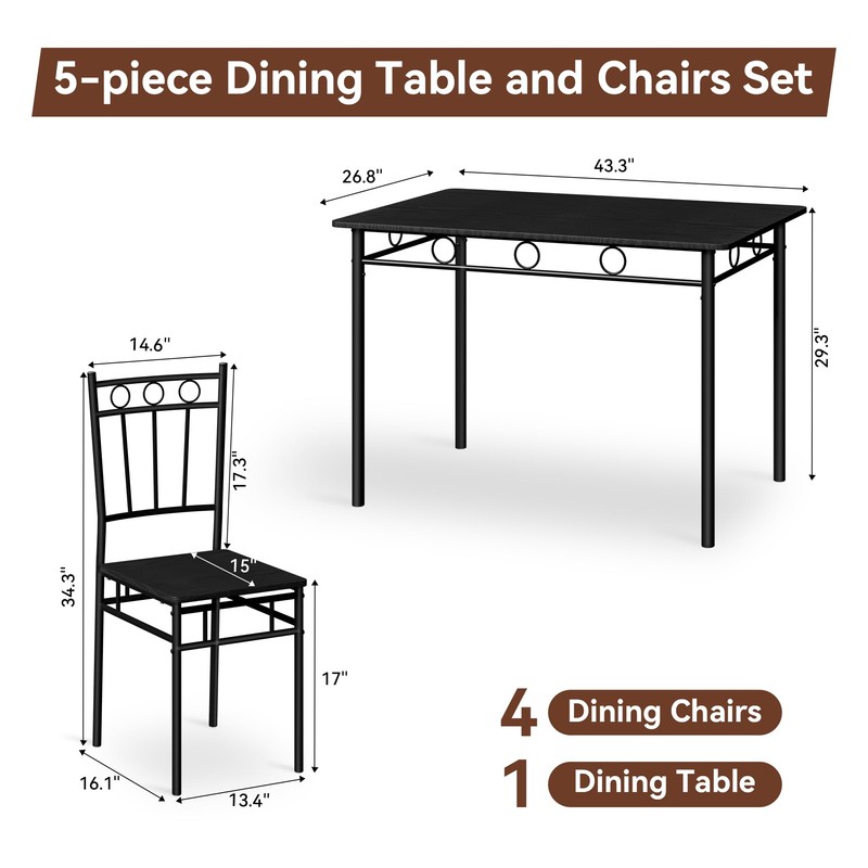 Vipbear Kitchen Dining Table Set for 4, 5-Piece Kitchen Table