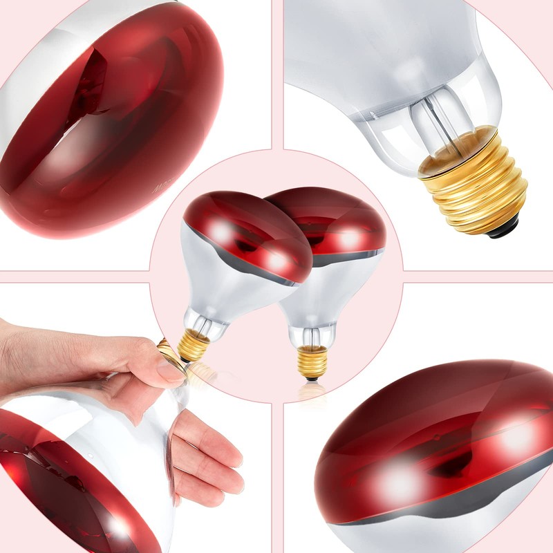 Treela 6 Pcs 110V Red Infrared Bulbs Medium E26 Base,