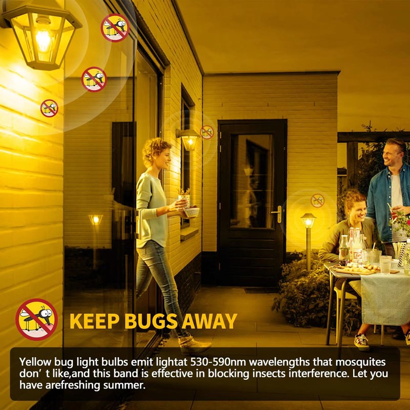 KQHBEN Bug Light Bulbs LED Yellow Bulb for Outside, 9W