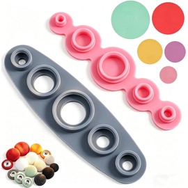 7-Pcs Universal Cover Button Maker with 5 Fabric Template, 5 Sizes (11mm, 15mm, 19mm, 23mm, 29mm), Silicone & Plastic, DIY Fabric Button Making Tools