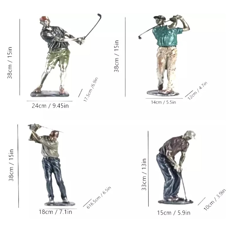 NEW. Classic Old-School Golfer In Chip-Swing Pose. Figurine Sculpture 15h
