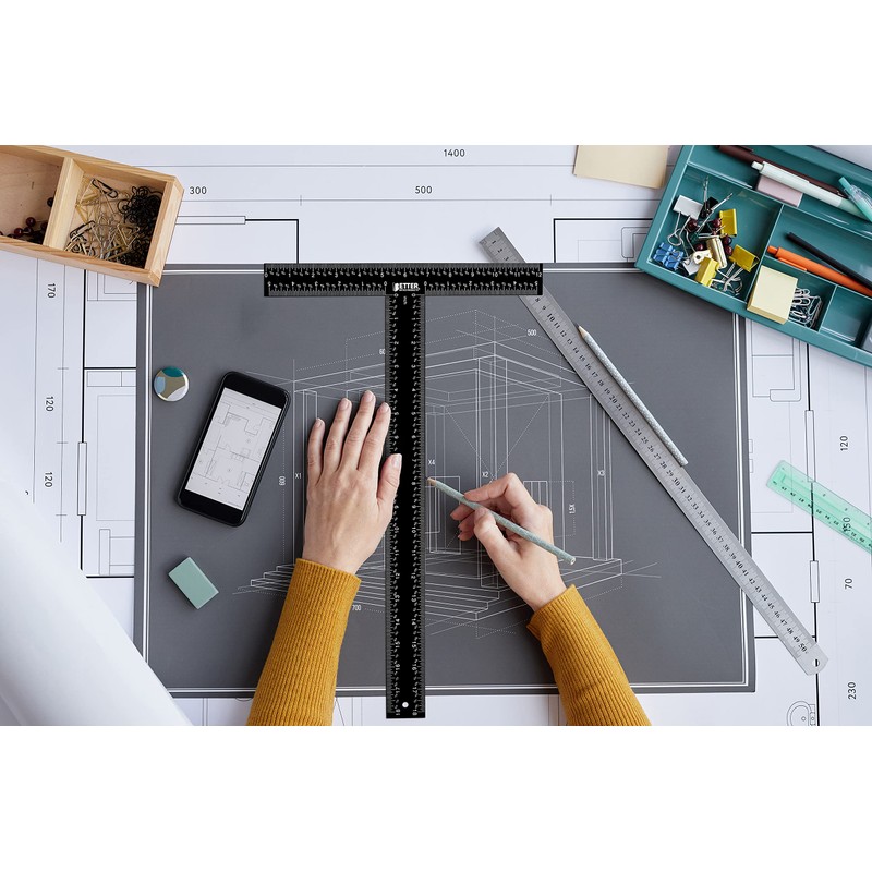 Better Office Products T Square, 18 inch Metal T Ruler,