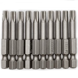 10PCS 2"/50mm T27 Torx Head Screwdriver Bit Set, 1/4 Inch Hex Shank with Quick Release Slot,S2 Steel Magnetic Security Tamper Proof Star 6 Point Screw Driver Kit Tools(TT27)