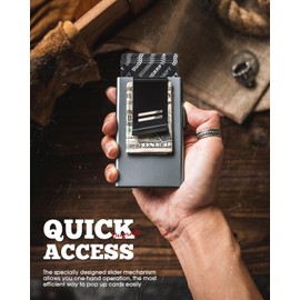 DUGRAFT Card Wallet for Men Credit Card Holder RFID Blocking Pop Up Card Holder Women Minimalist Wallet Slim RFID Wallet With Money Clip, Holds 5-6 Cards