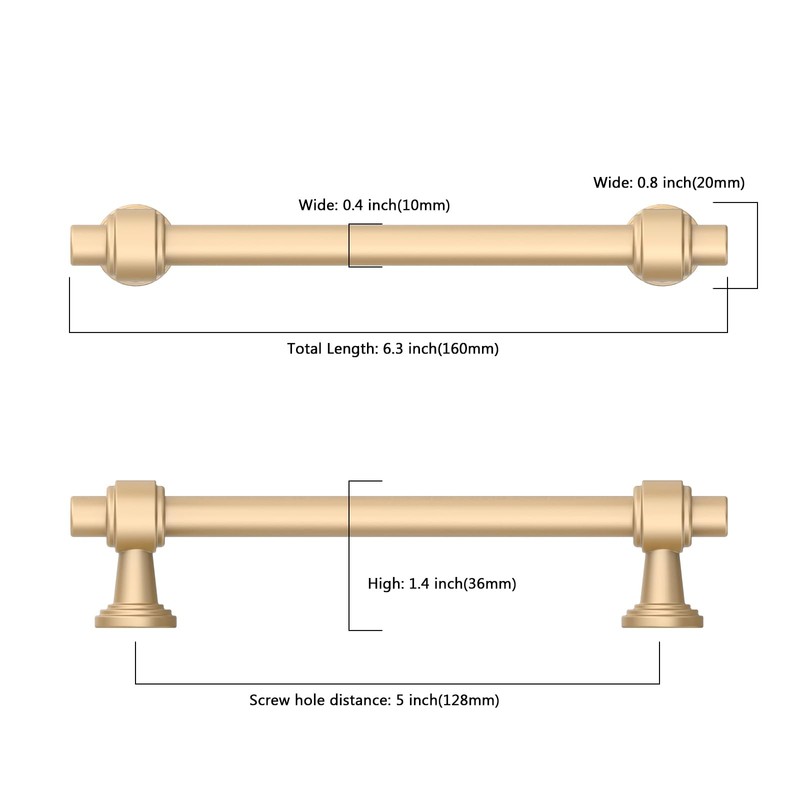 Asidrama 10 Pack 5 Inch(128mm) Champagne Gold Cabinet pulls Kitchen