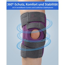 ABYON Kniebandage für Männer und Damen, Verstellbare Knieorthese mit 4 Riemen und 3 Beidseitige Stabilisatoren bei Arthritis, Linderung von Gelenkschmerzen, Bändern, Meniskusriss, Gehen, zielt auf