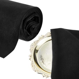 Jecery 2 Yards Anti Tarnish Silver Cloth Black Luxury Polishing Cloth by The Yard for Jewelry Silverware Flatware Silversmith Storage, 6.6 x 3.3 ft