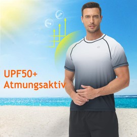 Huayuzh Men's UV Shirt Rash Guard T-Shirt Swimming Shirt Quick-Drying Lightweight Breathable Surfing Fishing Hiking Top, 3-gradient colour: grey