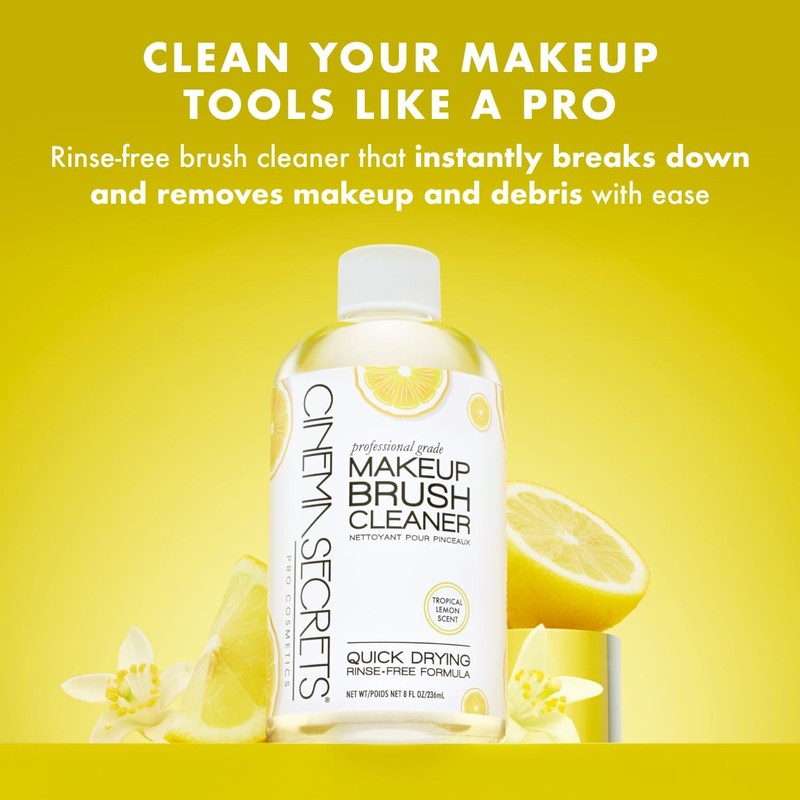 Cinema Secrets Limpiador de brochas de maquillaje, 8 onzas líquidas,