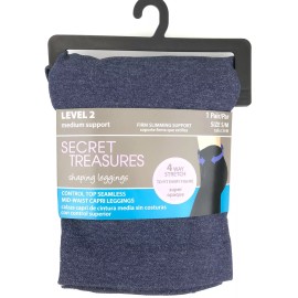 Secret Treasures Mid Waist Capri Leggings Size S/M Firm Support Control Top Blue