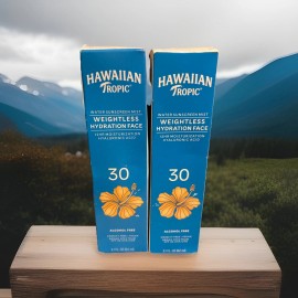 Hawaiian Tropic 2X Hawaiian Tropic Weightless Hydration Water Sunscreen Mist SPF 30. Exp 9/2026+