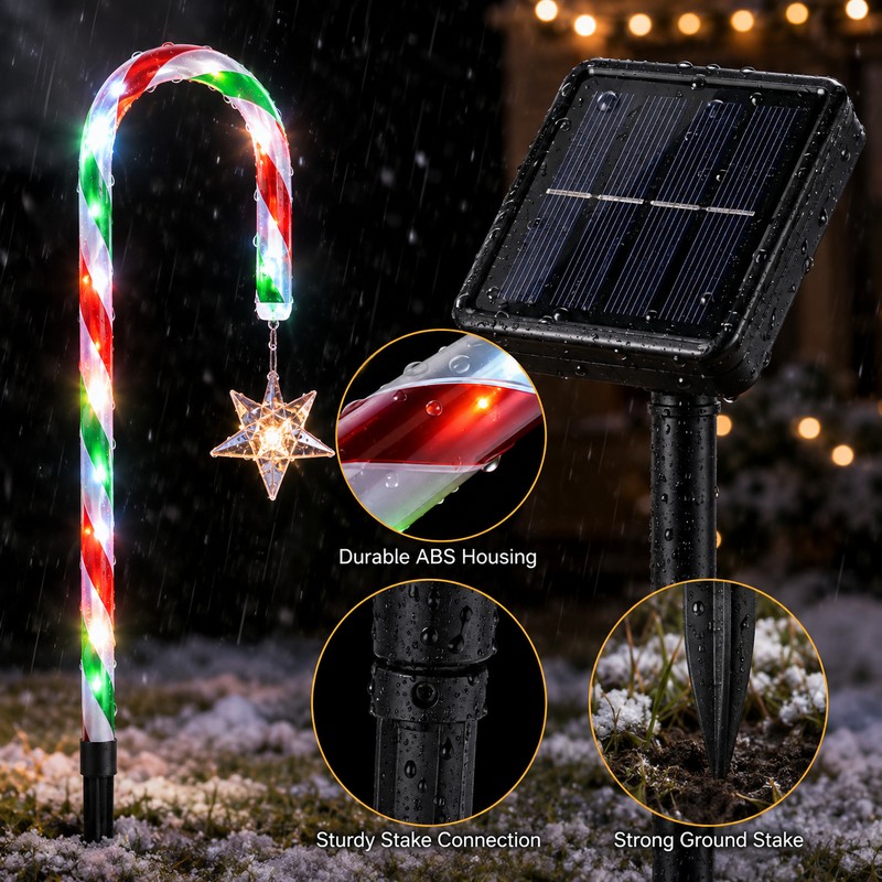 Solar Christmas Pathway Lights for Outdoor Décor – 5-Piece 8-Mode