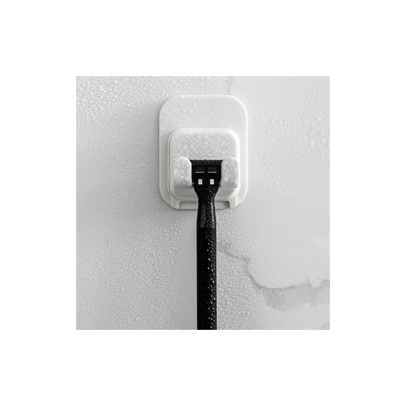 Porta Rastrillos para Baño 4 Ganchos Adhesivos, Soporte para Maquinilla