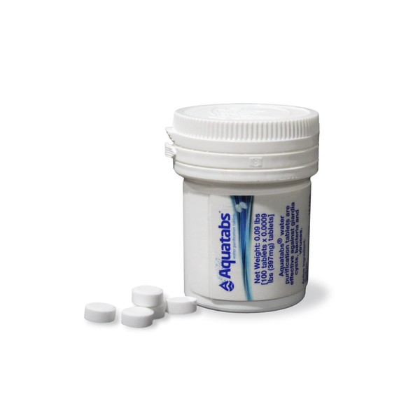 Aquatabs 397mg Water Purification Tablets (100 Pack). Water Filtration System