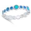 Eternity Blue Simulated Opal Stackable Ring New .925 Sterling Silver