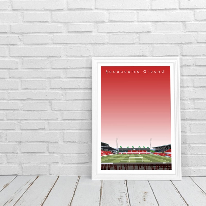 GroundDesigns WREXHAM FC Football Gift RACECOURSE GROUND Stadium Art Unframed