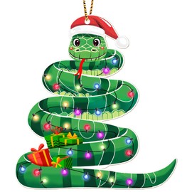 34HD Gifts for Christmas, Snake Christmas Ornament Wooden 2-Side Printed, Snake Gifts Snake Lovers, Women, Men, Christmas Decorations