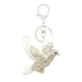 FAYZSOWSR 1PCS Sbird Keychain Charm Rhinestone Keychain Ring Peace Dove Decorative Lobster Keychain Bling Keychains for Women (gold)