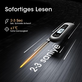 DOQAUS Barbecue Thermometer, Digital Roasting Thermometer, Meat Thermometer, Cooking Kitchen Thermometer with 3s Instant Reading and Long Probe, for Roasting, Cooking, Grilling, BBQ, Baking, Silver