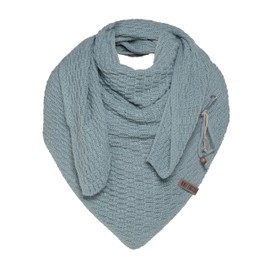 KNIT FACTORY - Jaida Triangular Scarf - Women's Knitted Scarf with Wool - High Quality - XXL Scarf - 190 x 85 cm, Stone Green
