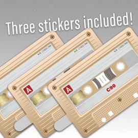 Cassette Tape Credit Card Skin Sticker Cover Decal Wrap 3-Pack – Durable Vinyl Stickers for Cards - CCS025 (Tan)