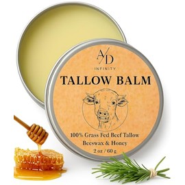 Beef Tallow for Skin - 100% Organic Pure Grass Fed, Honey Balm All-Natural Face Moisturizer with Beeswax and Raw Wild Honey Blend, Whipped Cream