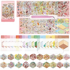 20 Sets 3D Sticker Scene DIY 3D House Stickers Set Collection Book for Kid Adults Girls Waterproof Therapy Stickers for Adult Relief Stress Pass The Time Fun Make Your Own Mini House