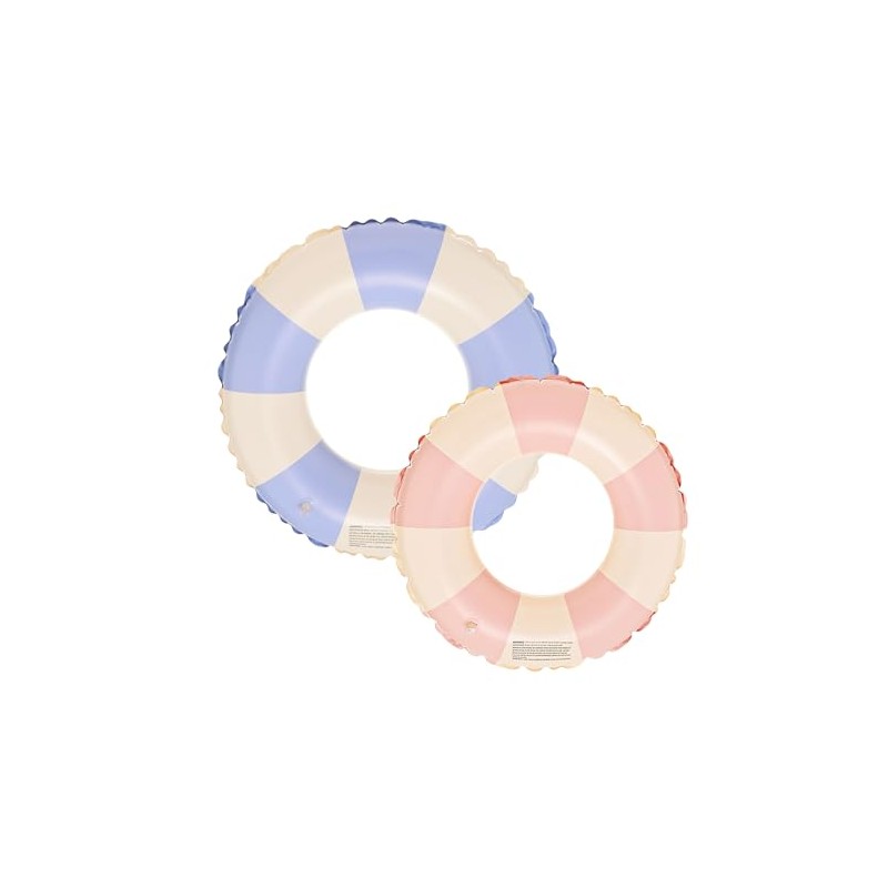 2Pcs Inflatable Swim Ring for Adult,Kids Swimming Rings,Striped Inflatable Rubber