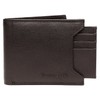 Buono Pelle Mens Bifold Detachable RFID Card Leather Wallet Brown