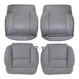 NLQR Front Driver and Passenger Sides Bottom & Back Replacement Microfiber Leather Seat Covers Compatible with Ford F150 Lariat 2004 2005 2006 2007 2008#QB Medium Flint Gray