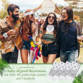 100 Pack Bandanas Unisex Paisley Bandanas Bulk Multi Purpose Cowboy Head Wrap Necktie Face Cover Party Supplies, 21.26 inches (Stylish, White)