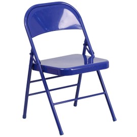 Flash Furniture HERCULES COLORBURST Series Cobalt Blue Triple Braced & Double Hinged Metal Folding Chair