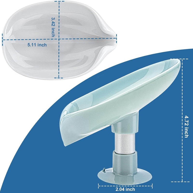 ANIS・KEBBR 2 Pack Leaf Self Draining Soap Holder Suction Cup