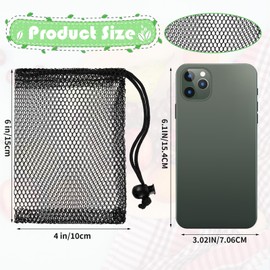 Wanmu 10Pcs Small Mesh Drawstring Bags, 6x4 inch Black Mesh Drawstring Bag, Mini Nylon Net Bags with Drawstrings, Sports Mesh Sports Equipment Bag, Small Gym Bag for Football, Golf Stuff Balls