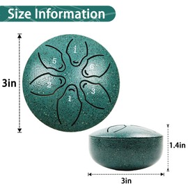 LUSTERING Steel Tongue Drum - Steel Tongue Drum Rain Chime Waterproof,Tongue Drums Suitable for Meditation, Yoga, Musical Performance, Beginners and Professionals, 3 inch 6 Notes. (Malachite)