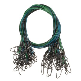 PATIKIL Fishing Wire Leader Line 125LB 21 Inch, 30Pcs Steel Heavy Saltwater Fishing Leader Line High Strength with Rolling Swivel and Snap, Black/Blue/Green