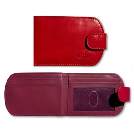 Big Skinny Full Leather RFID Blocking Women's Taxicat Bi-Fold Slim Wallet, Cherry Red