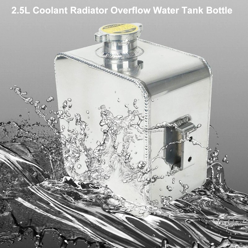 BLACKHORSE-RACING 2.5L Universal Aluminum Coolant Radiator Overflow Expansion Tank Reservoir